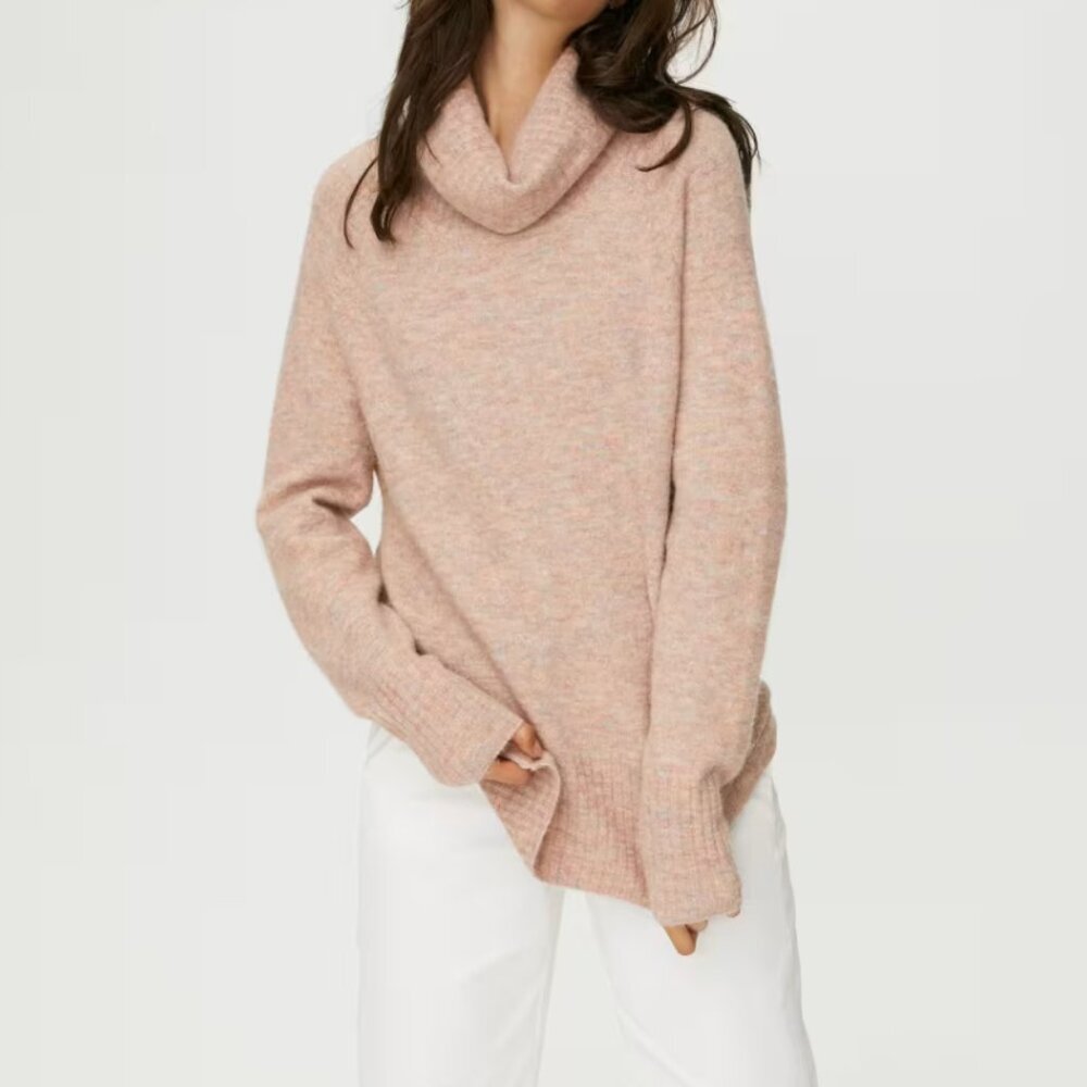 Aritzia The Group Babaton Plutarch Pink Oversized Alpaca-Blend Cowl Neck Sweater